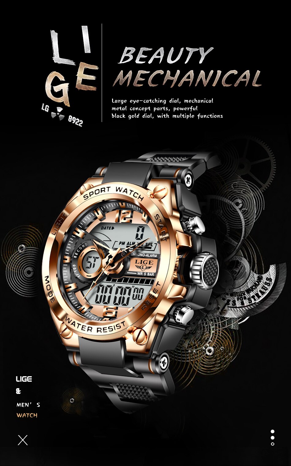 Reloj militar para hombre, reloj de pulsera digital de 50m, LED reloj deportivo de cuarzo, reloj de hombre, reloj grande, reloj masculino, masculino
