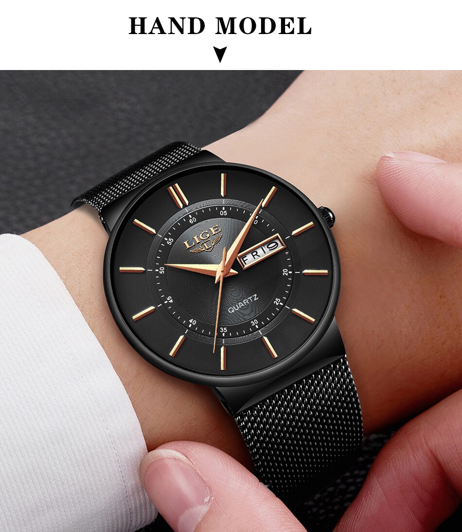Relojes de hombre de lujo 2023, reloj de fecha ultradelgado impermeable, correa de acero para hombre, reloj de cuarzo informal, reloj de pulsera deportivo para hombre