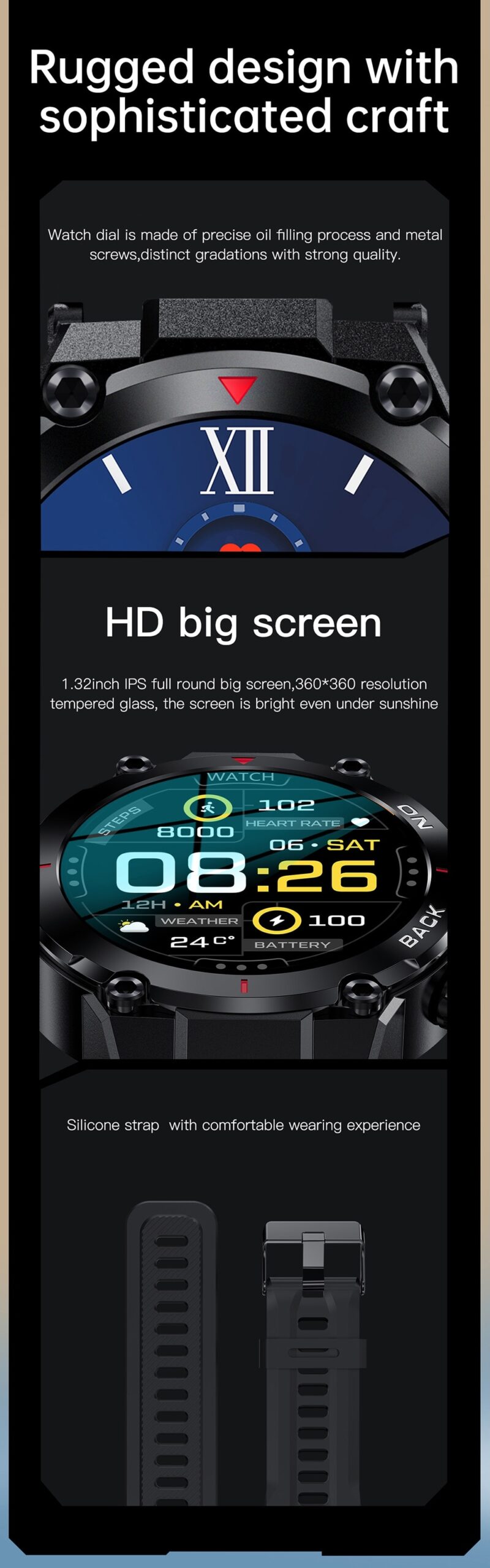 MELANDA-reloj inteligente deportivo para hombre, accesorio de pulsera resistente al agua IP68 con pantalla HD de 360x360, GPS y control del ritmo cardíaco, compatible con Xiaomi, Android e IOS, K37