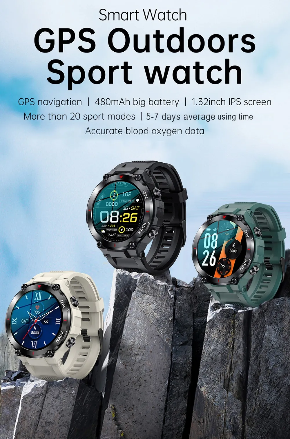 MELANDA-reloj inteligente deportivo para hombre, accesorio de pulsera resistente al agua IP68 con pantalla HD de 360x360, GPS y control del ritmo cardíaco, compatible con Xiaomi, Android e IOS, K37