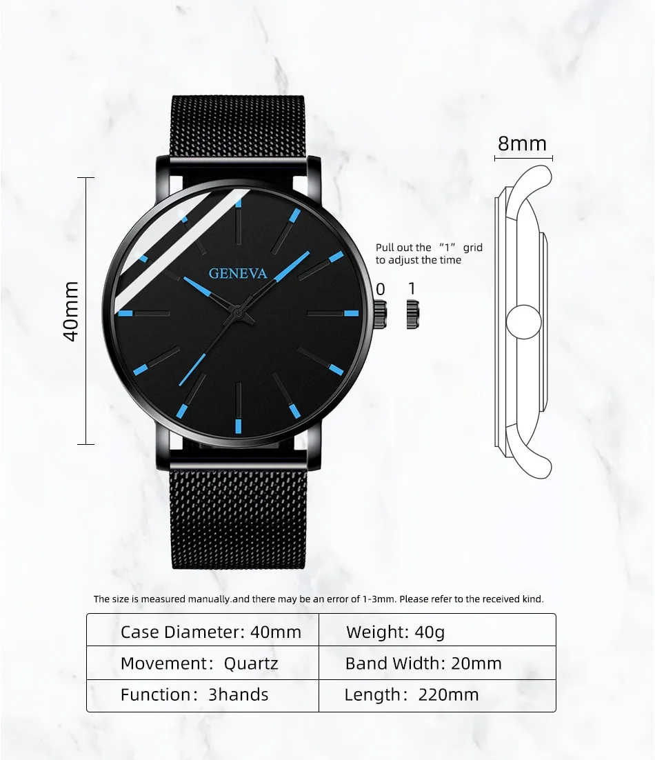 Reloj de pulsera de cuarzo para hombre minimalista ultrafina