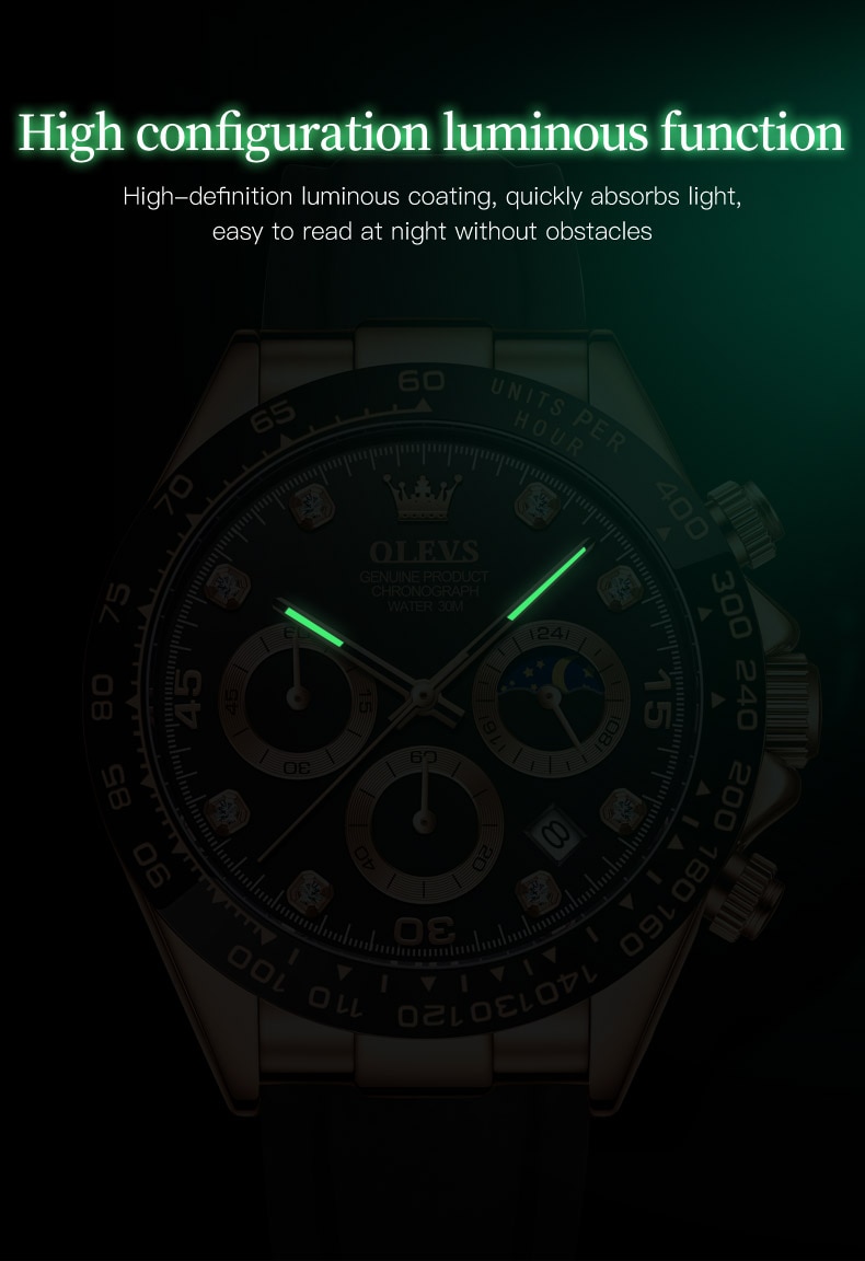OLEVS-Reloj deportivo para hombre, cronógrafo de pulsera con correa de silicona analógica, calendario, Original, 41mm, envío directo
