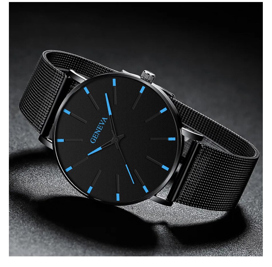 Reloj de pulsera de cuarzo para hombre minimalista ultrafina