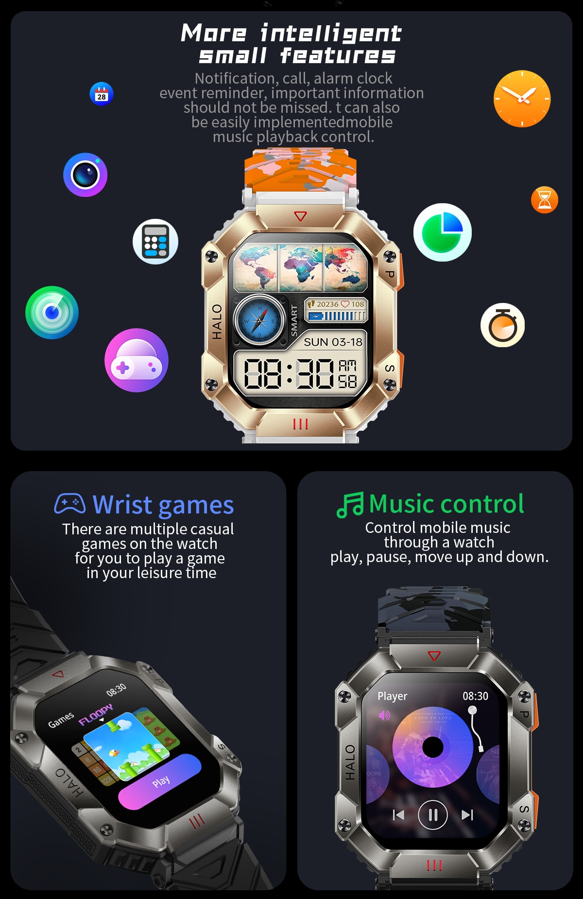 Reloj inteligente militar para hombre, pulsera resistente al agua IP68 con batería de 2023 mAh, Bluetooth, compatible con Android y Xiaomi, novedad de 650