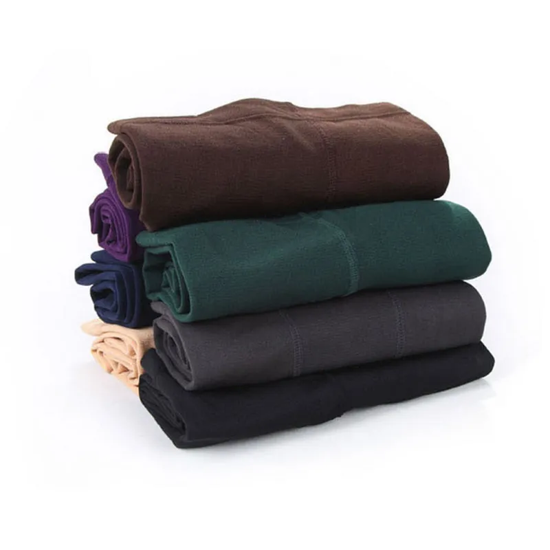 Pantalones térmicos de terciopelo para mujer, pantimedias cálidas de lana de cintura alta, con forro de calcetín, efecto piel, invierno, 100g