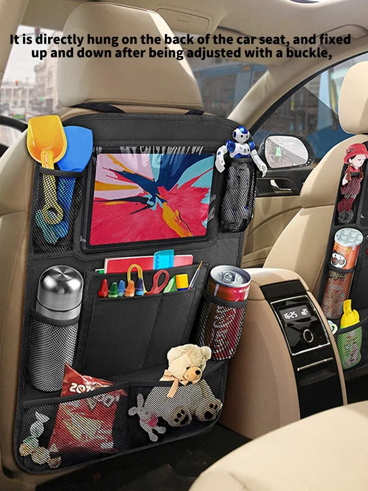 Organizador multifuncional para asiento de coche, bolsa de almacenamiento de bolsillo trasero de tela Oxford con soporte para tableta, Protector para niños, venta al por mayor