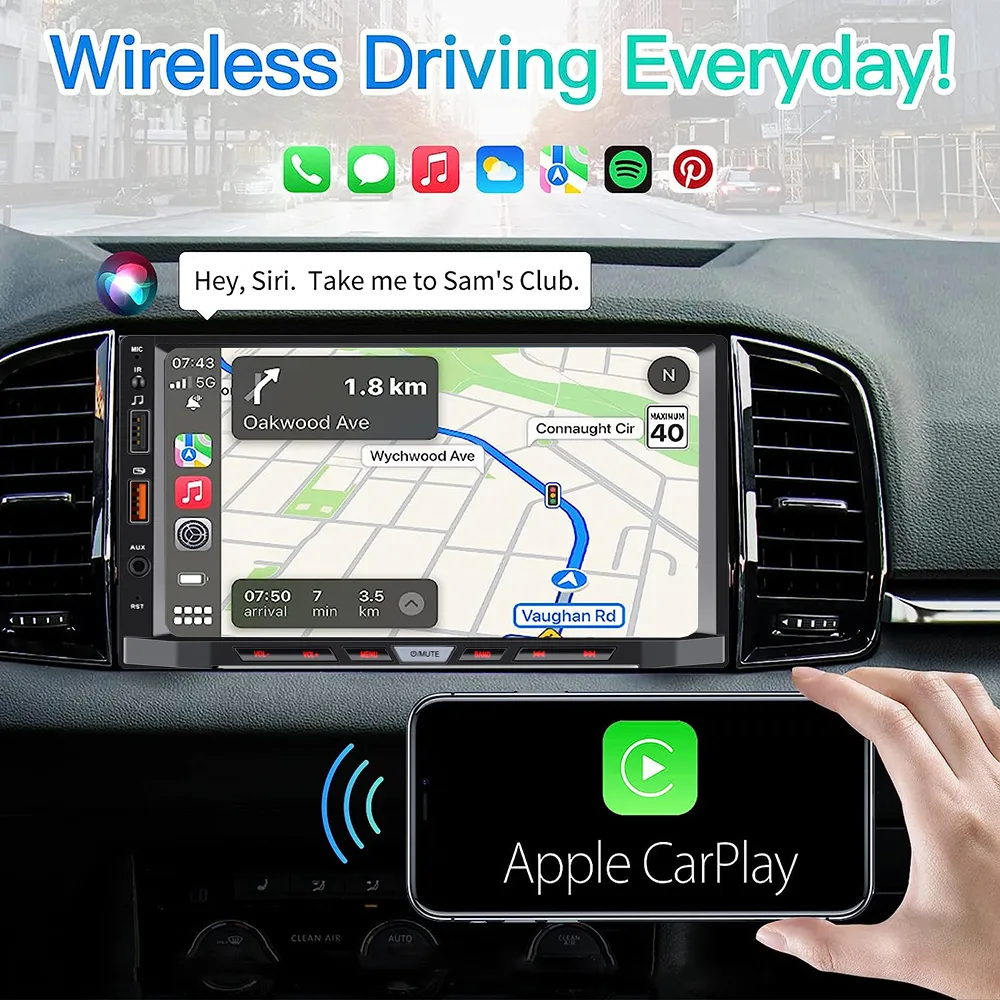 Radio con GPS para coche, reproductor Multimedia con Android 11, Universal, 7 pulgadas, Carplay, 2 din, estéreo, para Volkswagen, Nissan, Hyundai, Toyota