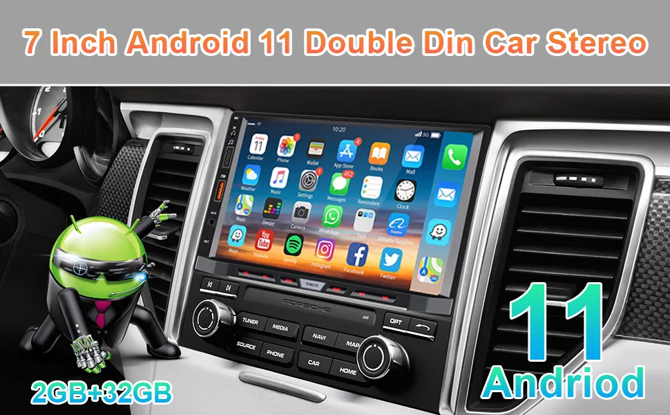 Radio con GPS para coche, reproductor Multimedia con Android 11, Universal, 7 pulgadas, Carplay, 2 din, estéreo, para Volkswagen, Nissan, Hyundai, Toyota