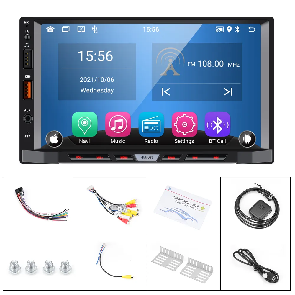 Radio con GPS para coche, reproductor Multimedia con Android 11, Universal, 7 pulgadas, Carplay, 2 din, estéreo, para Volkswagen, Nissan, Hyundai, Toyota