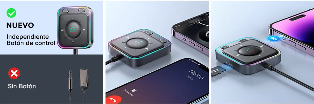 Joyroom-adaptador con Bluetooth 5,3 para coche, ENC receptor inalámbrico con micrófono Dual, con cancelación de ruido de 3,5mm, AUX