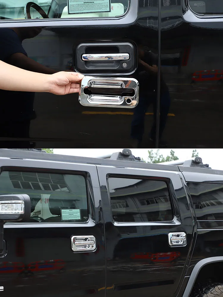 Manija de puerta exterior para coche, cubierta embellecedora de ABS plateado para Hummer H2 2003-2009, accesorios para automóviles