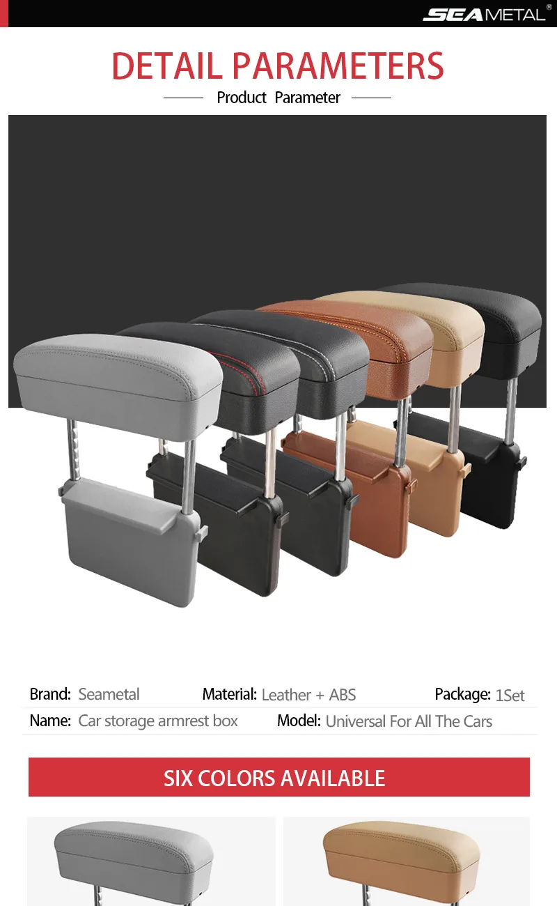 Caja de reposabrazos para coche, organizador de accesorios, cojín para soporte de codo automático, mapa de calor Universal