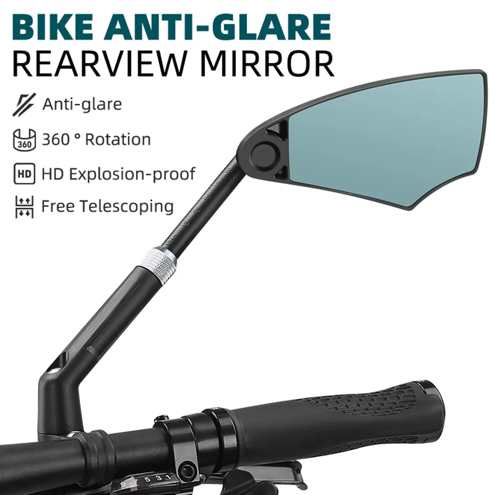 WEST BIKING-espejo retrovisor antideslumbrante para bicicleta, retrovisor de amplio alcance con rotación de 360 grados, herramientas para bicicleta