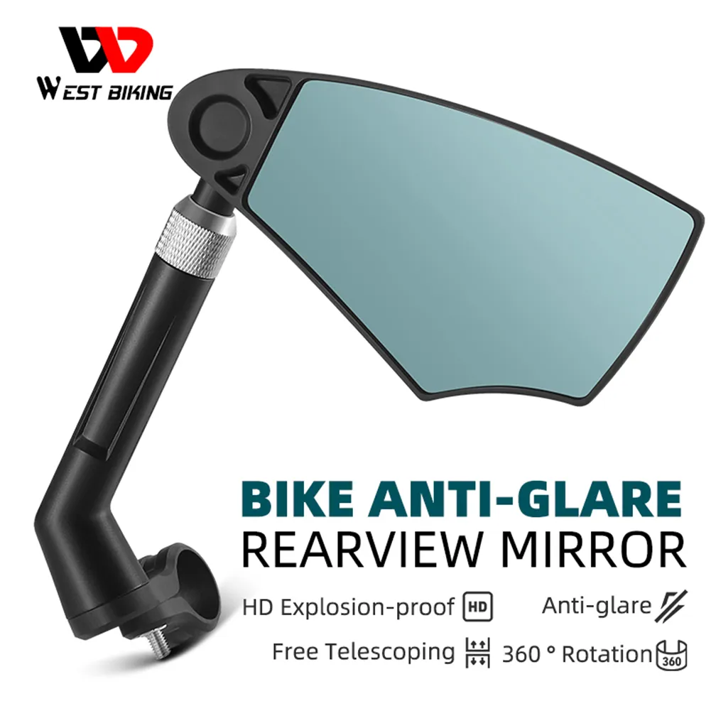 WEST BIKING-espejo retrovisor antideslumbrante para bicicleta, retrovisor de amplio alcance con rotación de 360 grados, herramientas para bicicleta