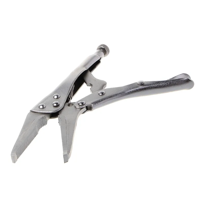 Alicates de bloqueo de 7 pulgadas, herramienta de mano de pinza de agarre de tornillo de bloqueo de mandíbula recta de Punta larga de 165mm