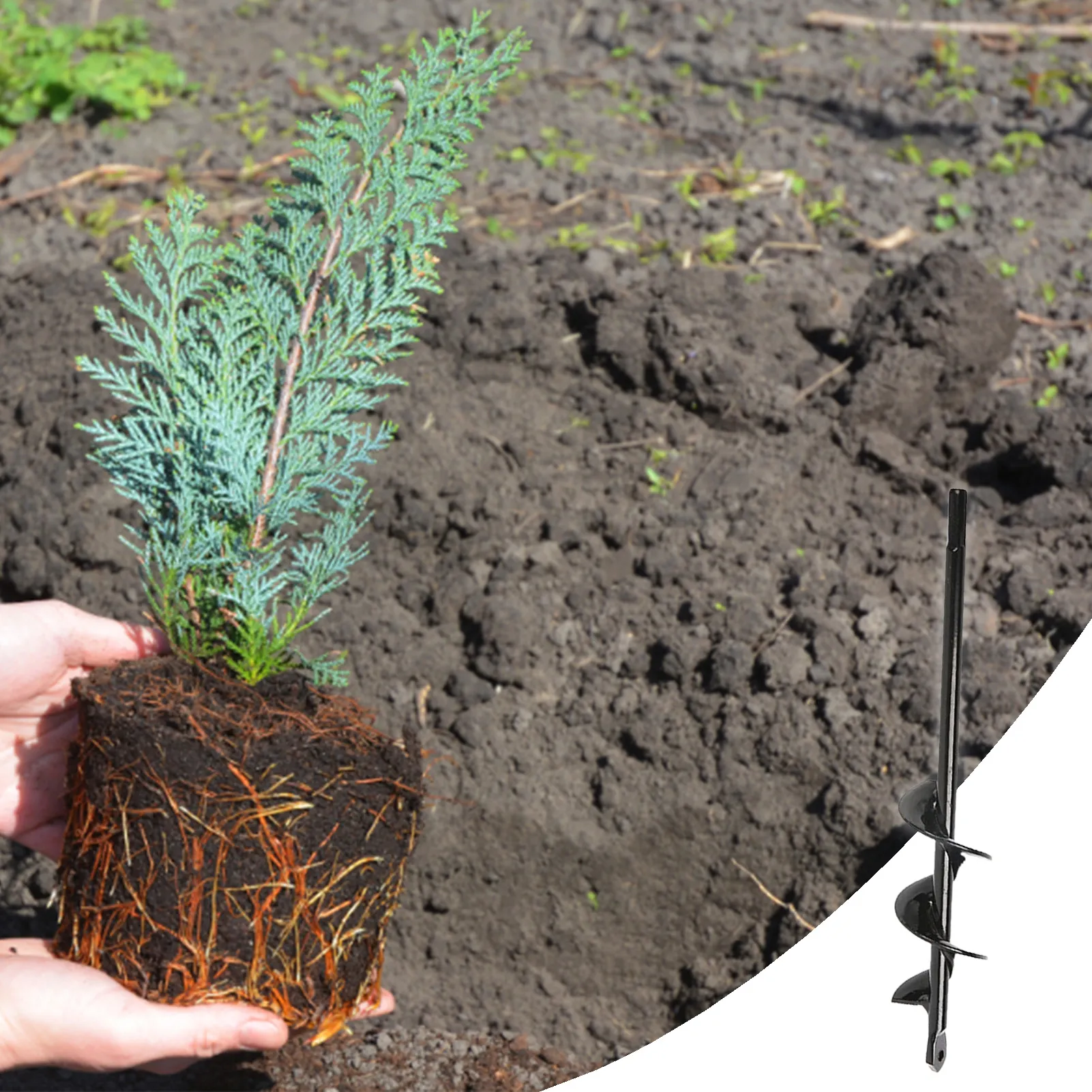 Perforadora de tierra para jardín, máquina de plantación, broca, herramienta de barrena, dos tamaños