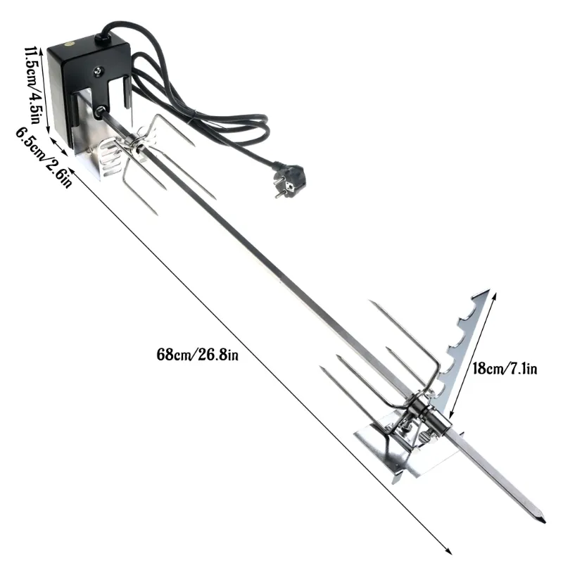 Kit de asador automático Universal para parrilla, con Motor eléctrico de 4W, tenedor de varilla de saliva
