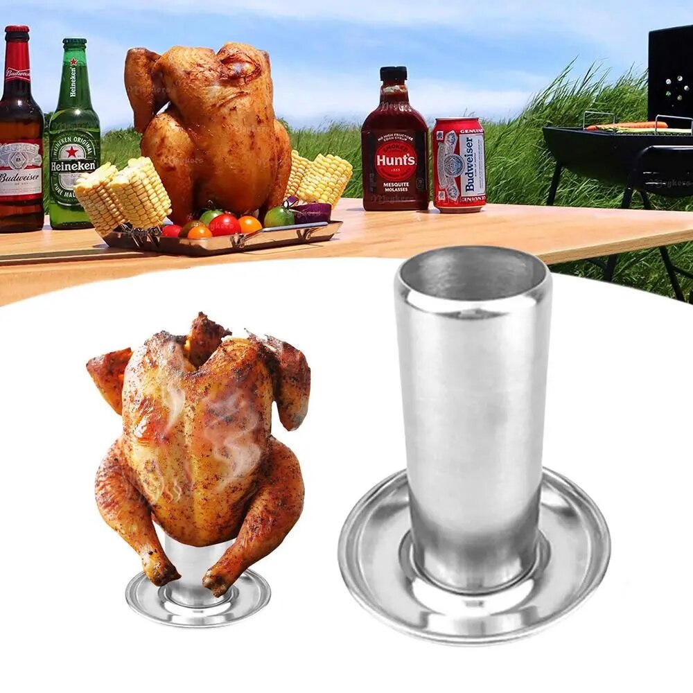 Estante Vertical para asar pollo, soporte de acero inoxidable para parrilla de barbacoa, accesorio para horno, lata de cerveza