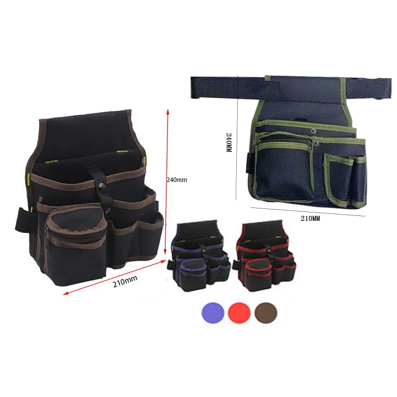 Estuche de bolsillo de cintura para cinturón, bolsa de herramientas de alta capacidad 9 en 1, bolsa de herramientas de tela de poliéster Premium, bolsa de cintura de electricista