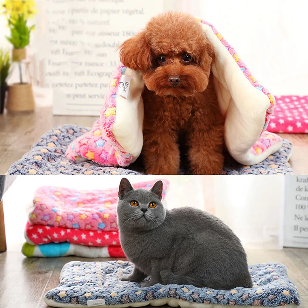 Alfombrilla de franela para mascotas, cama gruesa para perros y gatos, manta para cachorros y gatitos, alfombra para perros pequeños y grandes
