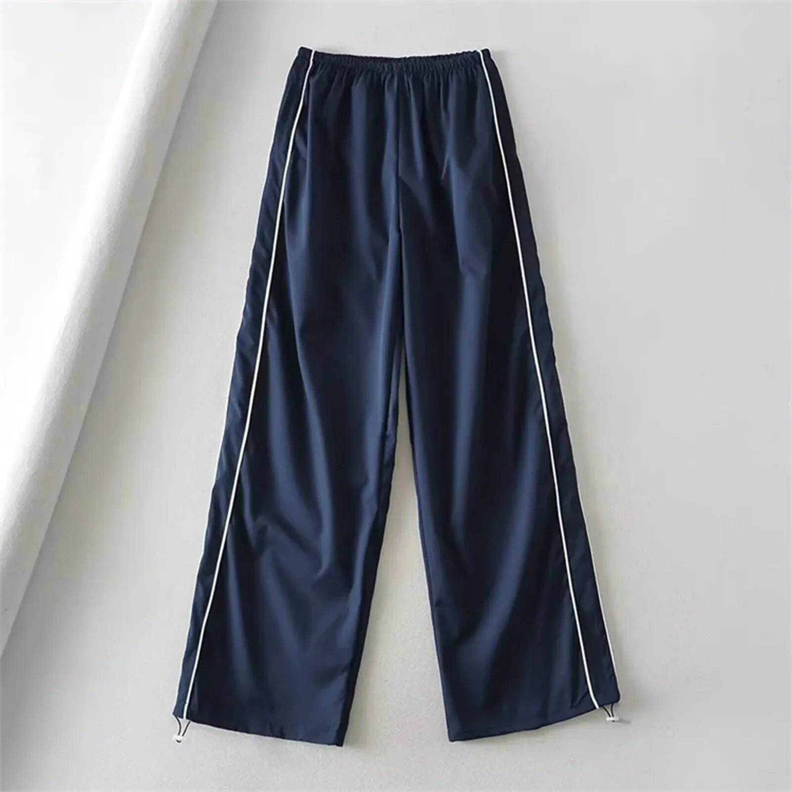 Pantalones Cargo Y2K para mujer, pantalón de chándal sólido de cintura baja, holgado de pierna ancha con cordón, ropa de calle Punk informal, 2023