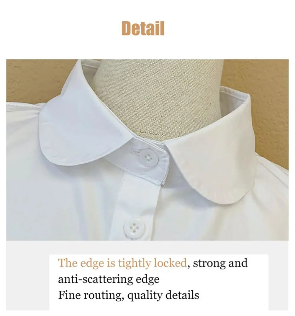 Camisa blanca y negra para mujer, cuello falso ajustable, decoración al aire libre, duradero, versátil
