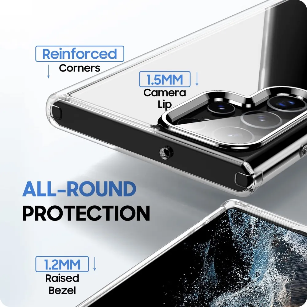 Funda transparente para Samsung Galaxy S23, S22, S21 Plus, Ultra FE, Marco suave Flexible + cubierta trasera dura de PC, funda protectora de cristal