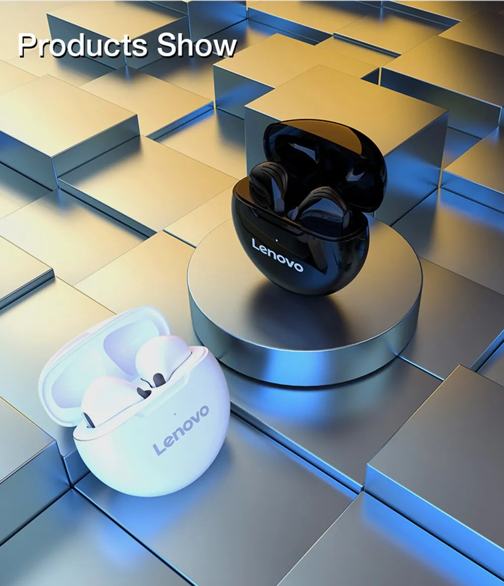 Lenovo-auriculares inalámbricos HT38 con Bluetooth 5,0, reducción de ruido y micrófono impermeables con cascos deportivos, TWS, originales