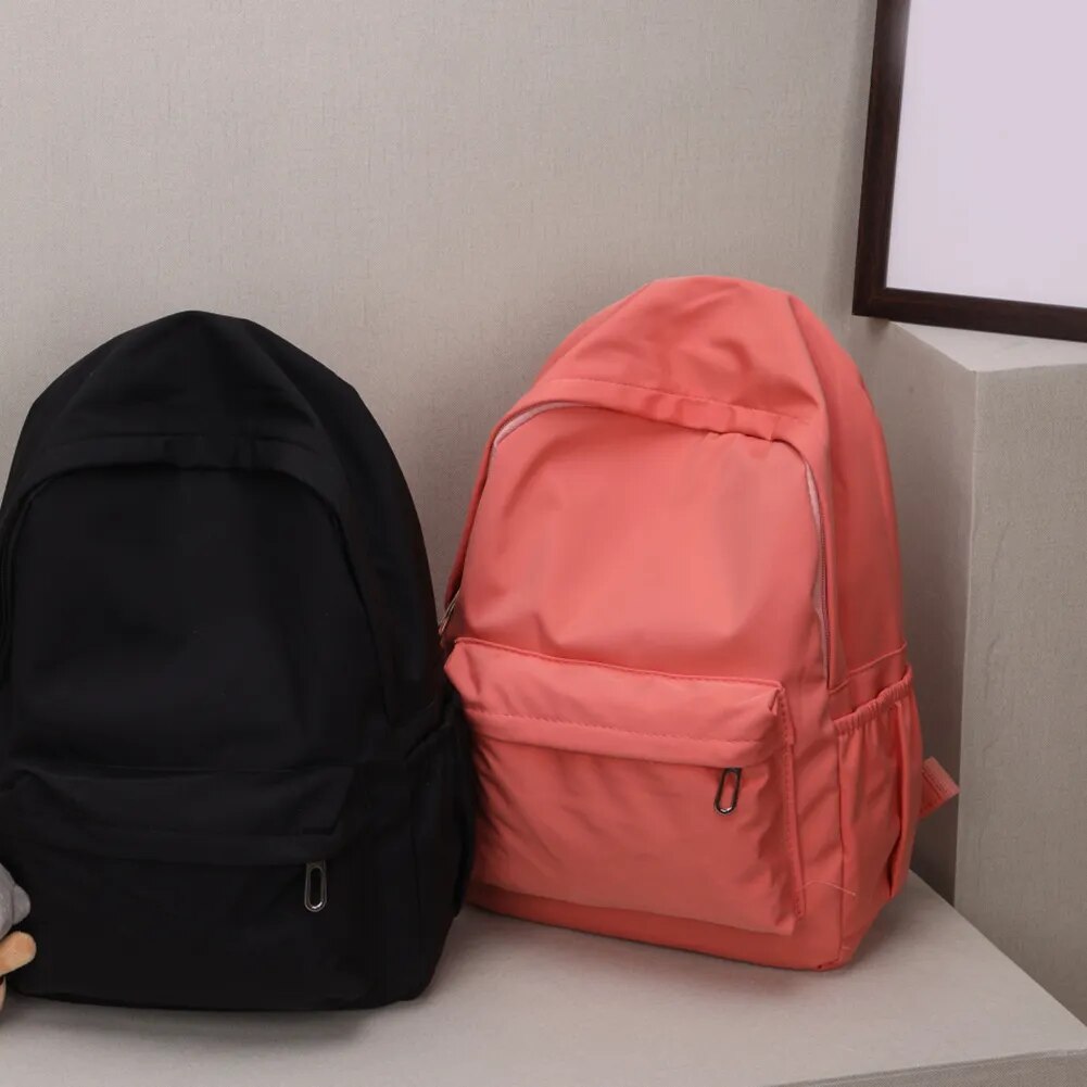 Preppy-mochila escolar de nailon para mujer, bolso de hombro de Color sólido, mochila escolar coreana para adolescentes, mochila de viaje deportiva blanca