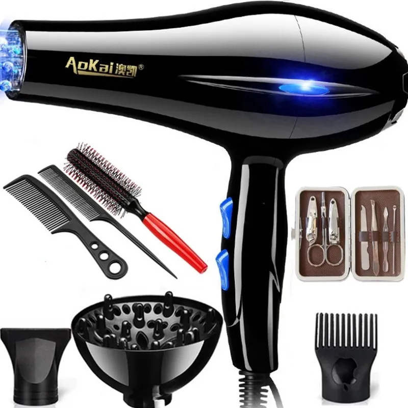 Secador de pelo profesional de 220V, cepillo con engranaje de 2200W, potente secador de pelo para peluquería, herramientas de salón de barbería, ventilador
