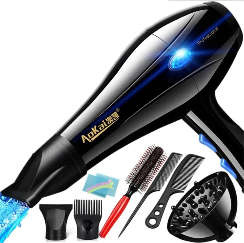 Secador de pelo profesional de 220V, cepillo con engranaje de 2200W, potente secador de pelo para peluquería, herramientas de salón de barbería, ventilador