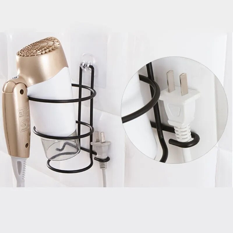 Estante de pared para secador de pelo, soporte de Hotel y baño, colgador de almacenamiento sin perforación