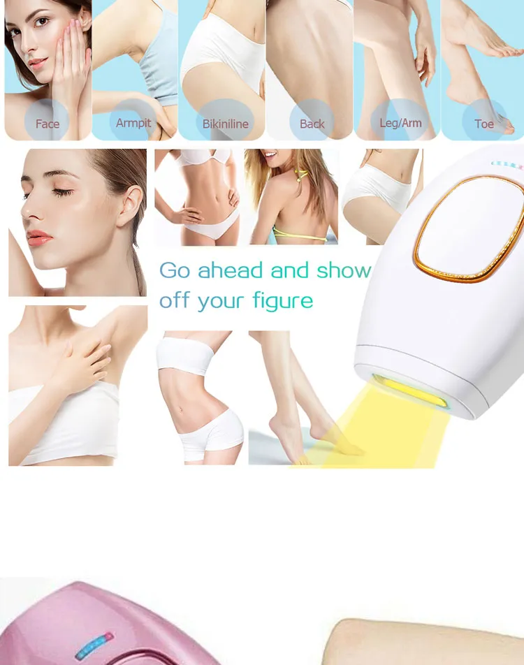 Depiladora láser permanente IPL 500.000 para mujer, dispositivo de depilación indoloro para uso doméstico, pulsos, Bikini corporal