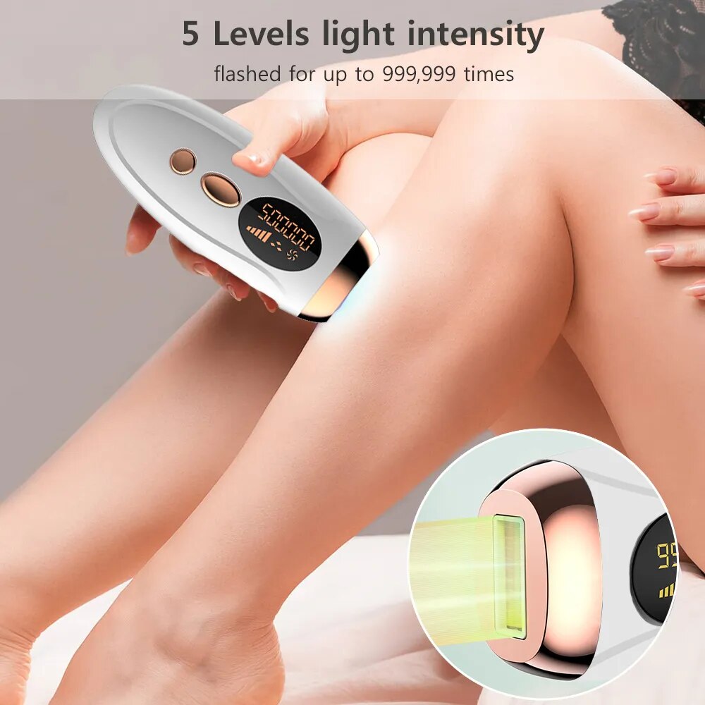 Depiladora láser IPL para hombres y mujeres, depiladora permanente indolora para piernas, axila, 999999 Flashes