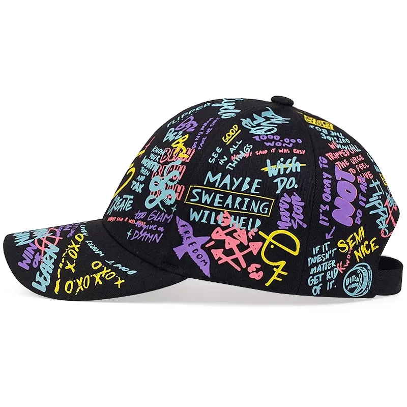 Gorra de béisbol con letras para hombre y mujer, gorro de algodón con visera ajustable, estilo Hip Hop y grafiti, ideal para primavera