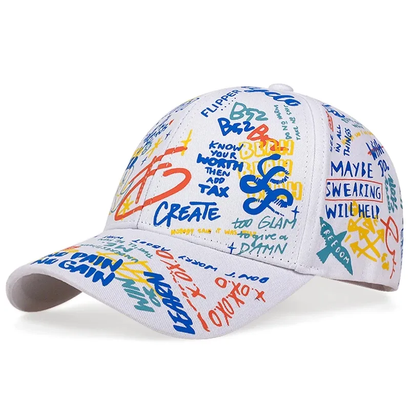 Gorra de béisbol con letras para hombre y mujer, gorro de algodón con visera ajustable, estilo Hip Hop y grafiti, ideal para primavera