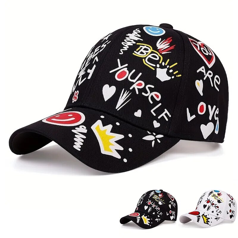 Gorras de béisbol con estampado de Graffiti de letras Unisex, Snapback, sombreros casuales ajustables para exteriores, sombrero de protección solar, primavera y otoño