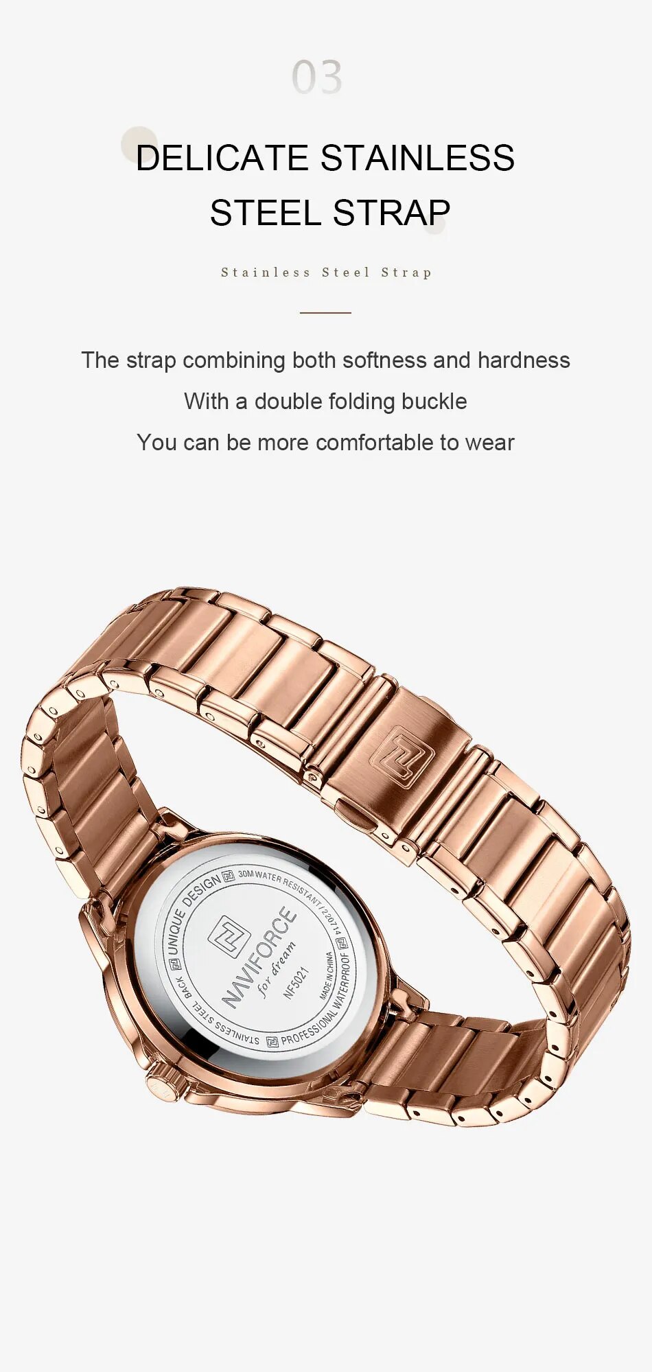 NAVIFORCE-Reloj de pulsera resistente al agua para mujer, pulsera de cuarzo de acero inoxidable, regalo para niña, 2023
