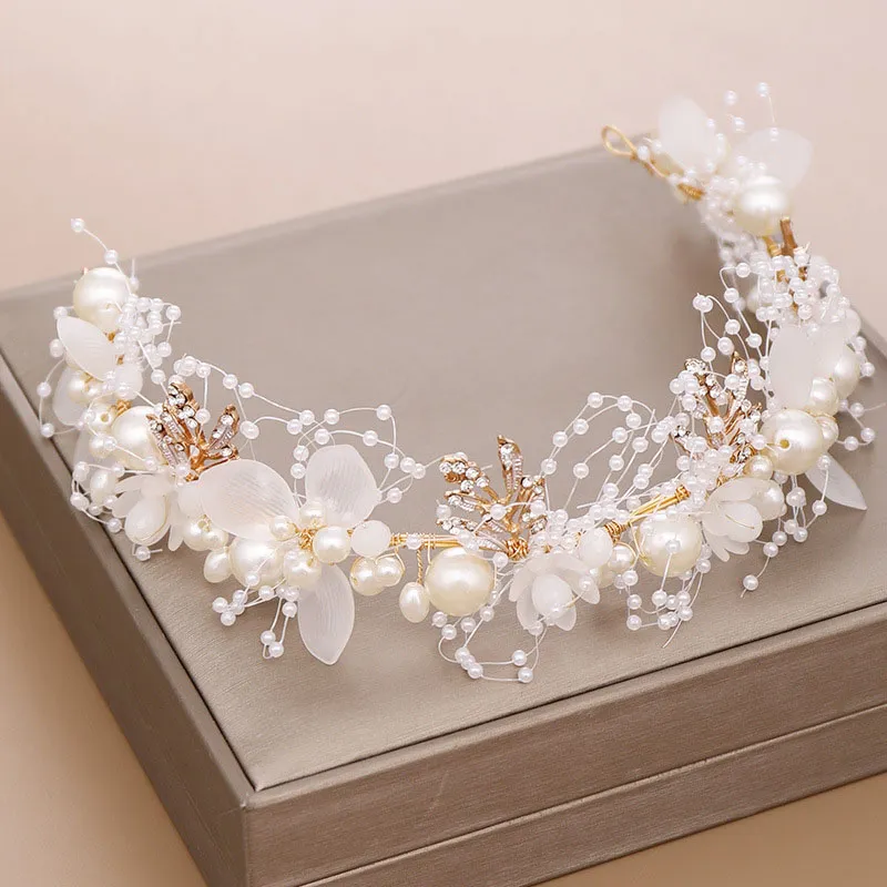 GETNOIVAS-Diadema de flores para mujer, diadema nupcial, Tiara de boda, accesorios de joyería para el cabello, Color dorado/plateado