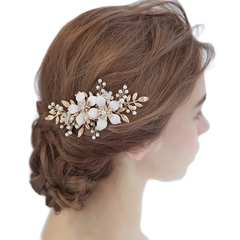 Accesorios para el cabello de boda para mujer, horquillas de flores, tocado de novia de cristal, pasadores de perlas de imitación, peines para el cabello, decoración del cabello