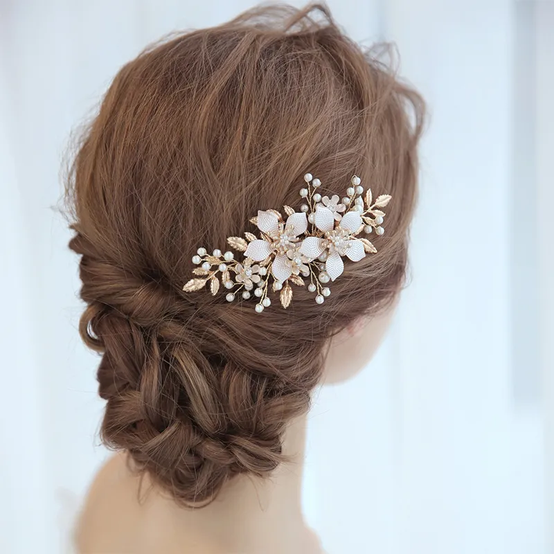 Accesorios para el cabello de boda para mujer, horquillas de flores, tocado de novia de cristal, pasadores de perlas de imitación, peines para el cabello, decoración del cabello