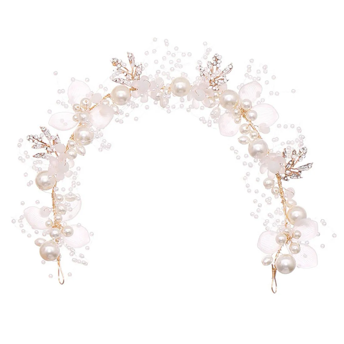 Diademas de perlas para mujer y niña, diademas de boda, Tiaras de flores blancas y coronas, tocado de moda coreana, joyería para el cabello