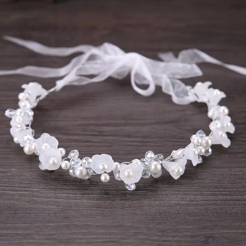 Diademas de cristal para niña y mujer, accesorios para el cabello de boda hechos a mano, Tiaras de flores de perlas blancas, diademas