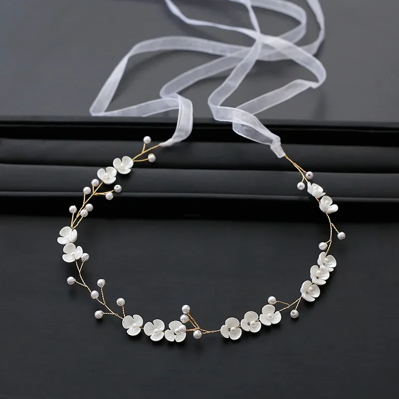 Diademas de cristal para niña y mujer, accesorios para el cabello de boda hechos a mano, Tiaras de flores de perlas blancas, diademas