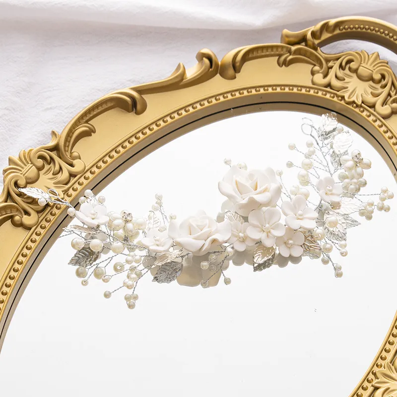 Diademas de flores blancas con perlas de súper Hadas, diademas de diamantes de imitación, tocado de novia para mujeres y niñas, accesorios de joyería para el cabello
