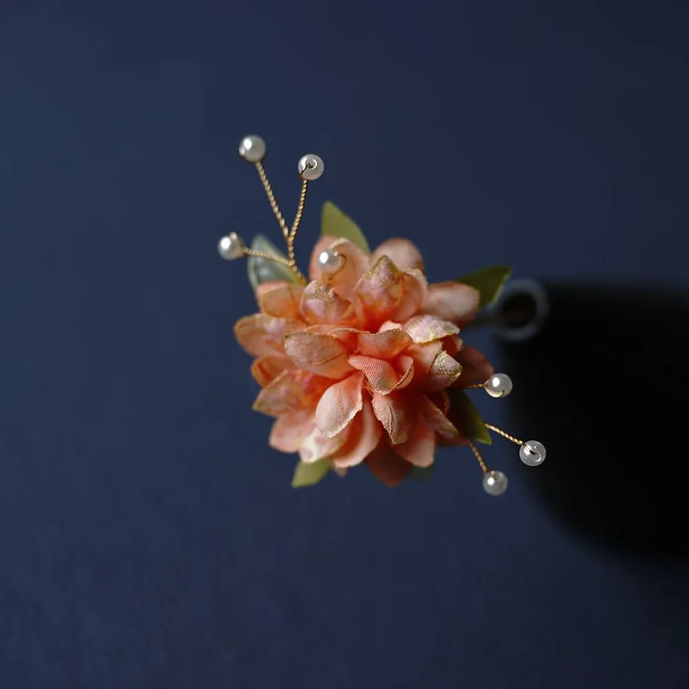 Horquillas de perlas Hanfu chinas, accesorios para el cabello para niñas, pinzas para el cabello de flores en forma de U, horquillas, joyería de adorno para el cabello de Bide DE BODA antigua