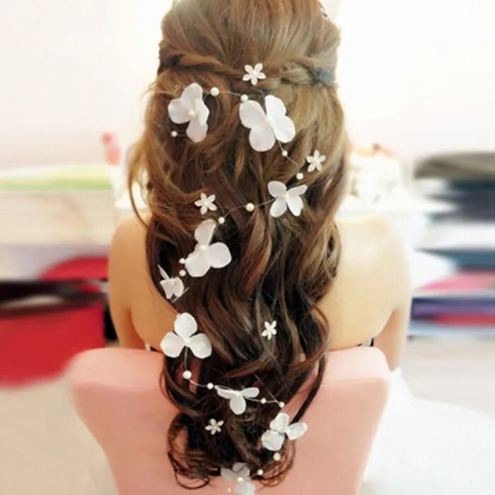 Diadema de flores y perlas falsas para mujer y niña, accesorios para el cabello de boda, diadema de vid, nueva moda