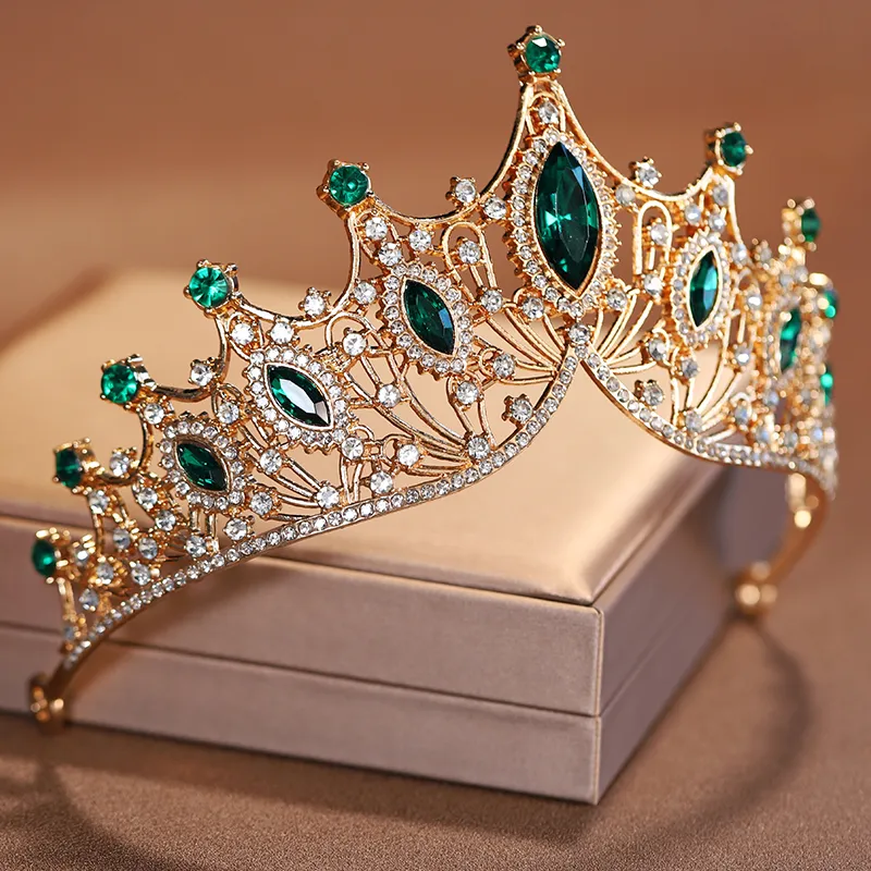 Itacazzo-tocado de novia para mujer, Tiaras de lujo de color verde, exquisita corona deslumbrante para fiesta de cumpleaños