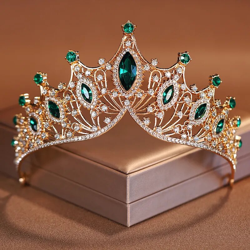 Itacazzo-tocado de novia para mujer, Tiaras de lujo de color verde, exquisita corona deslumbrante para fiesta de cumpleaños