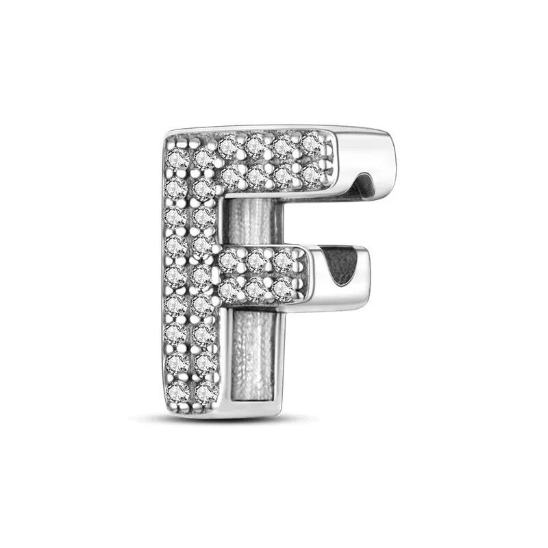 Pulsera clásica de plata para mujer, abalorio de 26 letras, joyería artesanal, Color plateado, Original, compatible con Pandora 925